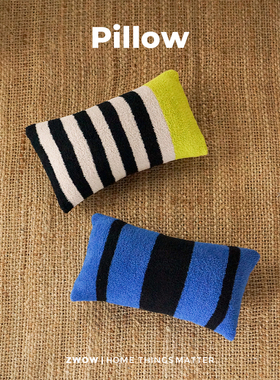 造卧zwow【BEE】中古风多巴胺多莉蓝条纹撞色腰枕靠垫长方形抱枕