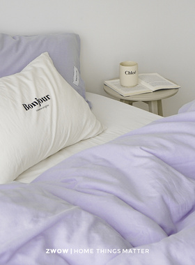 造卧zwow四季法式淡紫色INS风北欧女孩子100全棉床品床单笠四件套