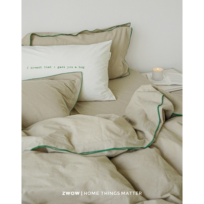 造卧zwow2026新款四季款INS侘寂风森系亚麻色100全纯棉床上四件套