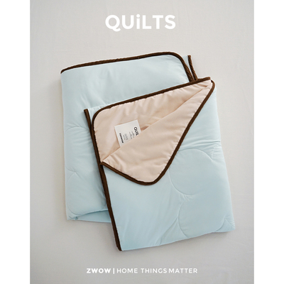 造卧zwow2026夏季双面撞色凉感丝夏被空调被冰川浅蓝卡其色薄被子