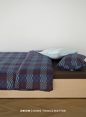 造卧zwow【织物】全棉纯棉色织重磅复古风老花布格子格纹被套单品