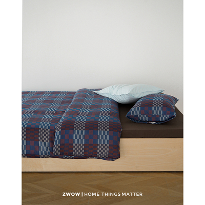 造卧zwow【织物】全棉纯棉色织重磅复古风老花布格子格纹被套单品