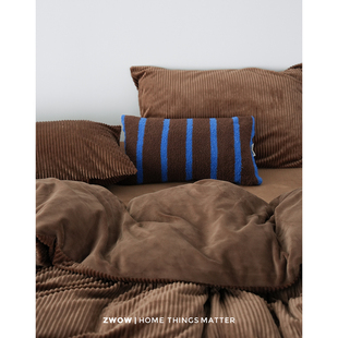 造卧zwow【灯芯】复古灯芯条绒牛奶绒冬季棕色加厚保暖床上四件套