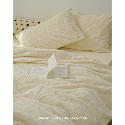 造卧zwow冬季北欧风立体云朵牛奶绒保暖蓄热奶黄绿软糯床上四件套