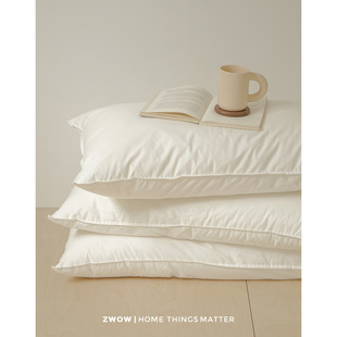 造卧zwow美国羽丝绒轻奢柔软支撑护颈椎助睡眠沉睡枕头芯中枕全棉