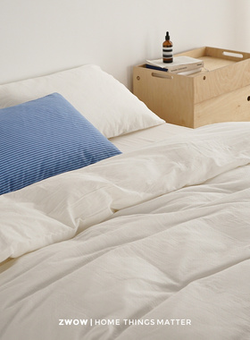 造卧zwow秋季侘寂风北欧白色立体提花3层空气层A类床单床笠四件套