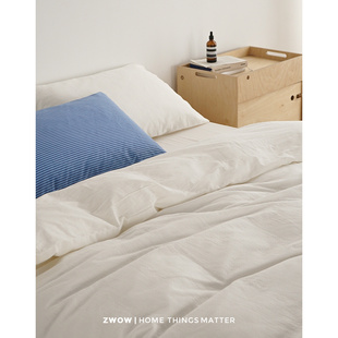 造卧zwow侘寂风北欧白色立体提花3层空气层A类床单床笠四件套