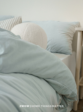 造卧zwow北欧风床品ins冰岛蓝色床单床笠天鹅绒四件套轻奢高级感