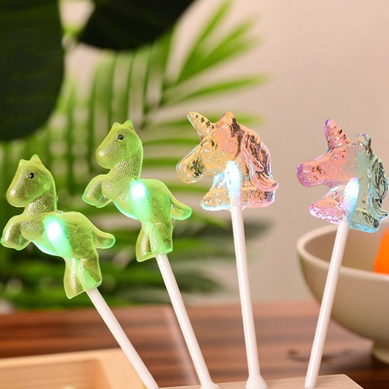 马年发光棒棒糖可爱糖果小马造型卡通零食独角兽玫瑰花朵年会活动