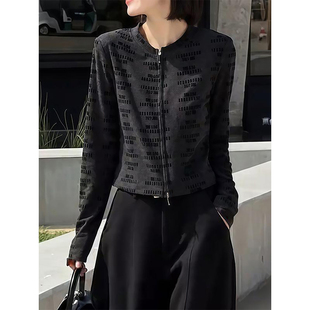 复古老钱风圆领宽松遮肉显瘦外搭T恤秋冬新款 上衣 百搭休闲打底衫