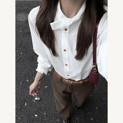 日系松弛感白色衬衫女早秋新款