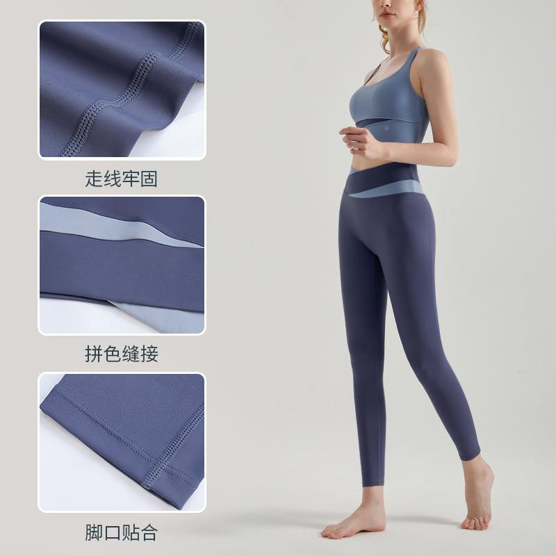 拼色叉腰瑜伽新服WX167CK2女款时尚带胸业垫运动文胸专跑步交健身