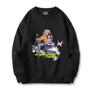 Cyberpunk赛博朋克边缘行者动漫机车周边秋冬圆领加绒休闲卫衣潮