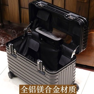 全铝镁合金摄影拉杆箱上翻盖18寸相机箱金属机长箱男登机行李箱女