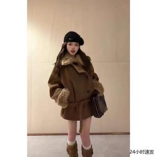 Queen美拉德复古毛领长袖 收腰显瘦加厚保 毛呢外套女秋冬2025新款