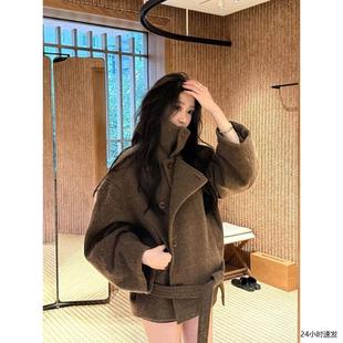 韩国东大门金敏喜立领羊毛中长款 新款 毛呢大衣外 2025冬季 Queen现