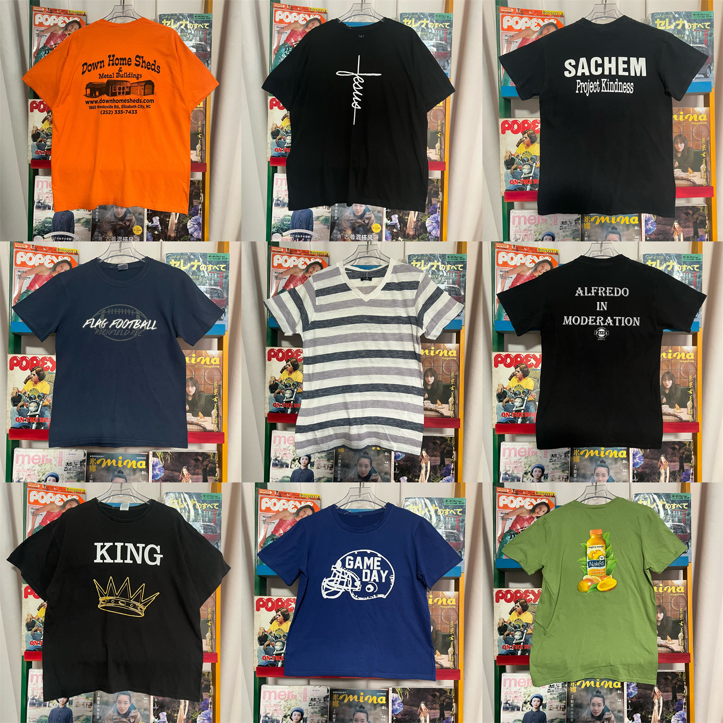 古着vintage做旧文化衫桶织T恤