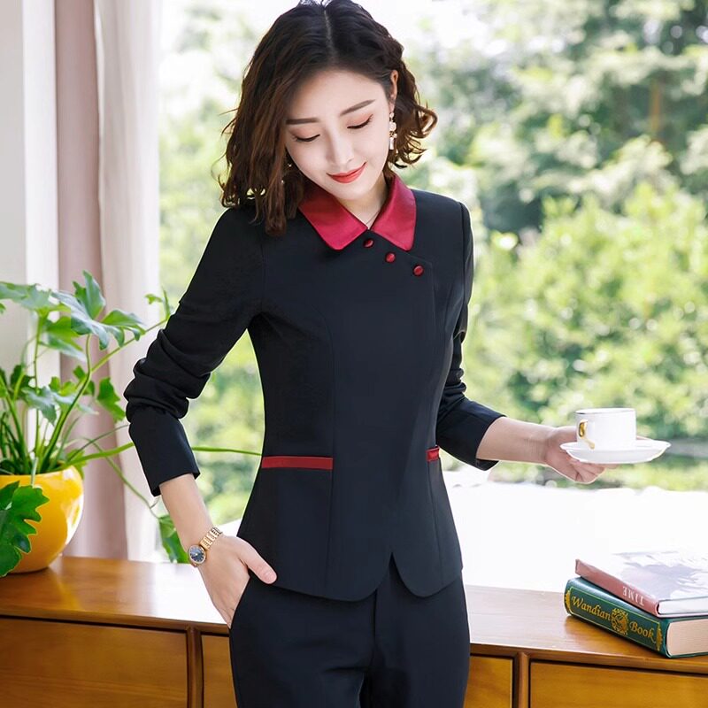 酒店工作服秋冬装女长袖火锅店餐饮饭店宾馆前台收银服务员工作服