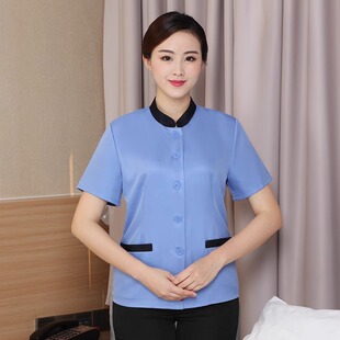 酒店保洁阿姨工作服女短袖夏季高端服务员套装物业客房餐厅保洁服