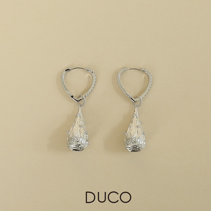 DUCO 水滴系列爱心水滴花卉耳环时尚潮流精致轻奢气质耳钉