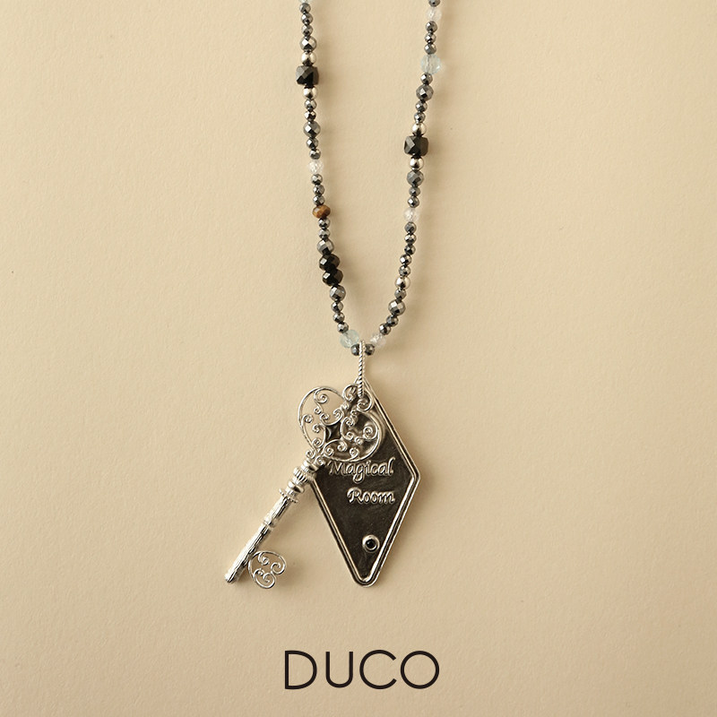 DUCO 钥匙系列钥匙牌牌吊坠项链（串珠链条套组）精致百搭挂坠