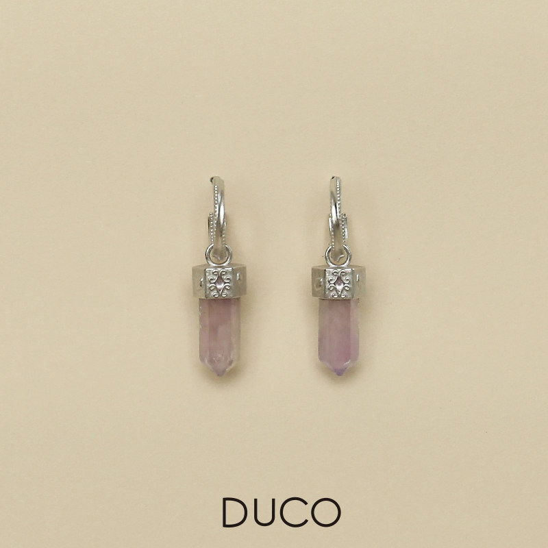 DUCO 六棱柱水晶系列六棱柱水晶耳环时尚优雅轻奢原创设计款