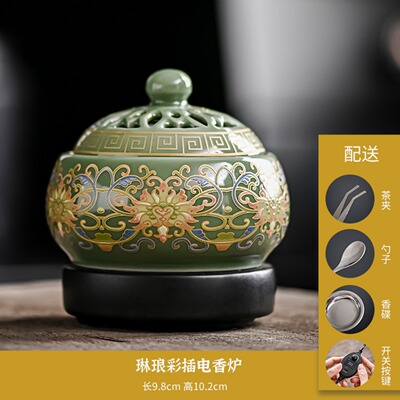 数显电子香薰炉室内定时调温恒温香炉插电创意沉香珐琅彩电熏香炉