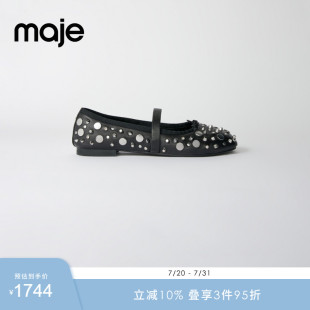 铆钉装 女式 时尚 MFACH00614 饰黑色浅口平底女鞋 Outlets经典 Maje 款