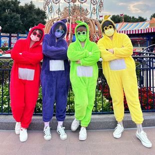 新款天线宝宝连体睡衣情侣可爱卡通动漫搞怪派对表演服加厚亲子装