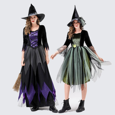 万圣节新款成人女巫连衣裙演出服