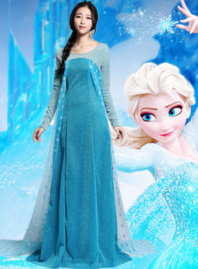 万圣节成人冰雪奇缘艾莎连衣裙elsa拖尾爱莎公主裙化妆舞会礼服装