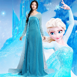 万圣节成人冰雪奇缘艾莎连衣裙elsa拖尾爱莎公主裙化妆舞会礼服装