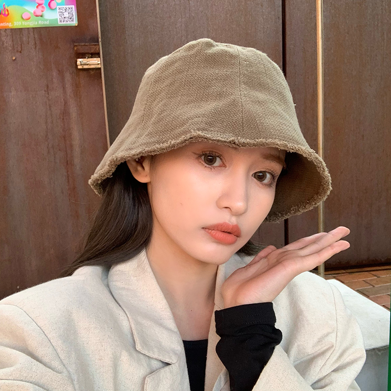周椰椰 出口韩国 高品质棉麻水桶帽子女春夏薄款ins风防晒渔夫帽 周椰椰 出口韩国 高品质棉麻水桶帽子女春夏薄款ins风防晒渔夫帽