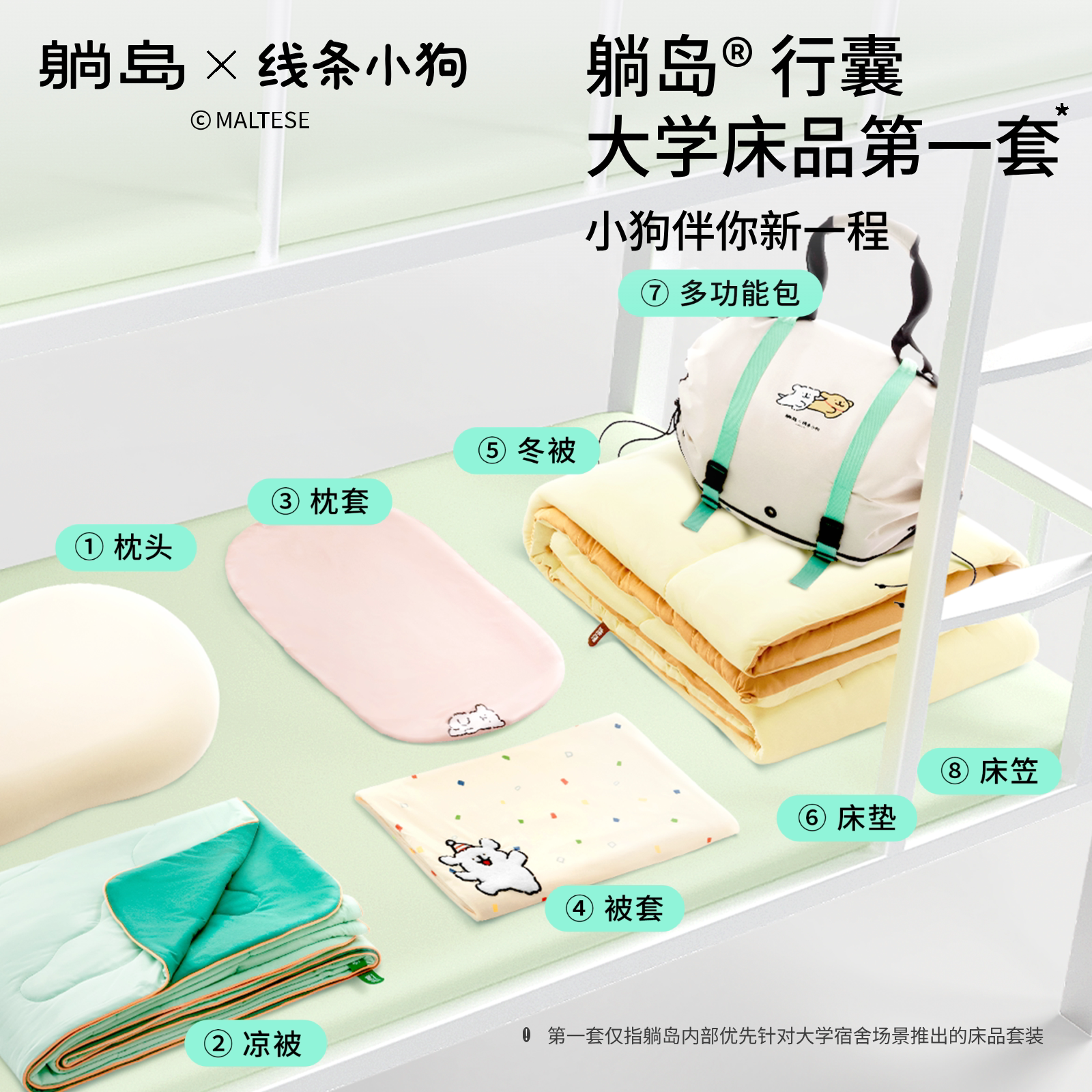 躺岛行囊大学生宿舍床上用品寝室宿舍单人开学住校床品被套床笠