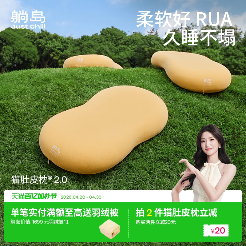 躺岛猫肚皮枕记忆棉枕头护颈椎助睡眠枕头枕芯成人单人专用一只装