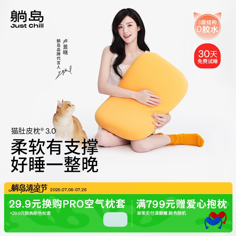 【明星同款】躺岛猫肚皮枕3.0护颈椎枕头枕芯成人睡觉记忆枕枕头
