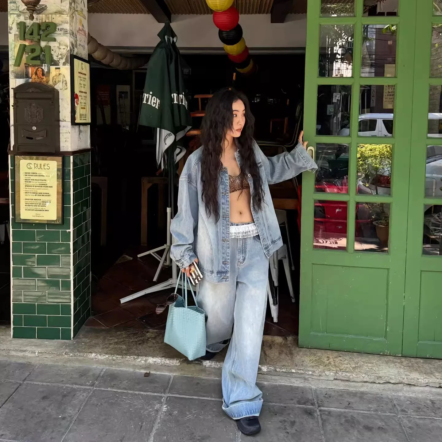 INchooseu笑笑家高腰女牛仔裤