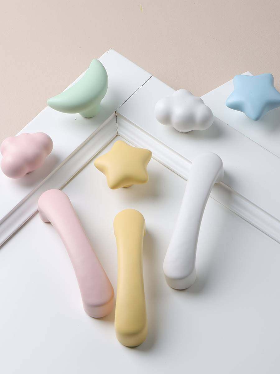 新款彩色云朵拉手现代简约高档儿童房衣柜门橱柜子抽屉单孔小把手