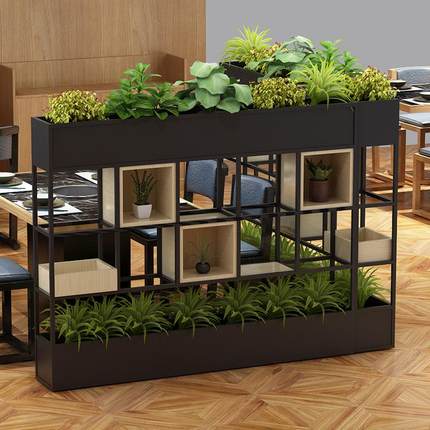 美式铁艺绿植花架子围栏卡座餐厅台球室办公室落地屏风隔断置物架