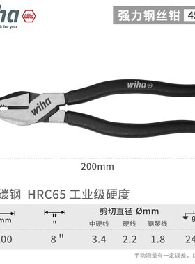 wiha威汉8合1多功能电工绝缘尖嘴钳进口剥线钳剪线钳电缆钳工具钳