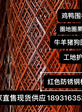 圈玉米网防锈红色菱形钢板网铁丝网养殖网围栏护坡防护网栅栏护栏