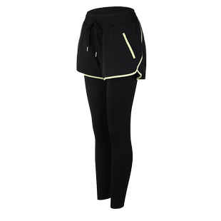 假两件带短裤健身房跑步运动服秋冬胖mm大码速干瑜伽加绒加厚长裤