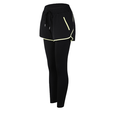 假两件带短裤健身跑步运动长裤