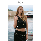 PAJAGleam镜影系列亮片V领小上衣外穿无袖 坎肩背心外搭马夹