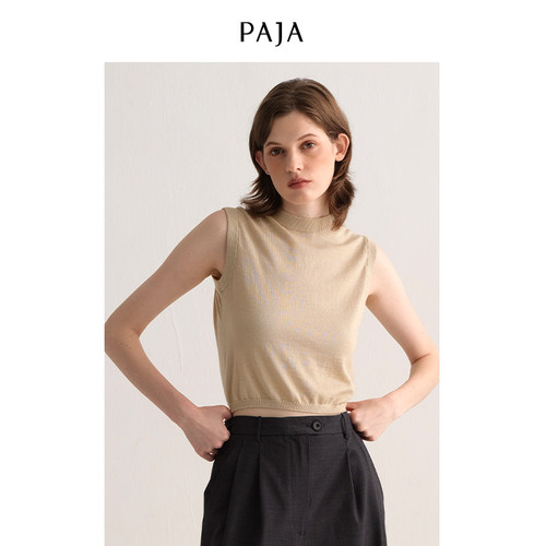 【明星同款】PAJA 桑蚕丝羊毛混纺针织衫上衣针织背心无袖T恤女