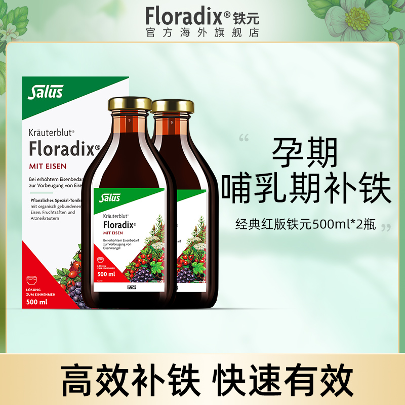 Floradix 德国铁元孕妇孕期补铁铁剂女性气血口服液铁元素500ml*2
