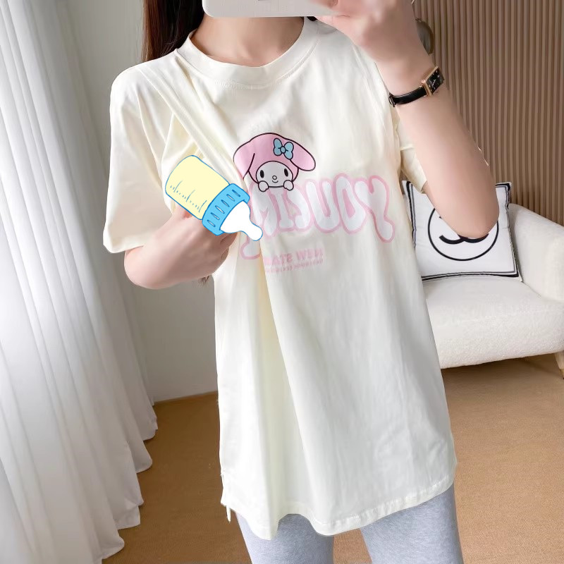 哺乳衣上衣夏季外出辣媽款短袖T