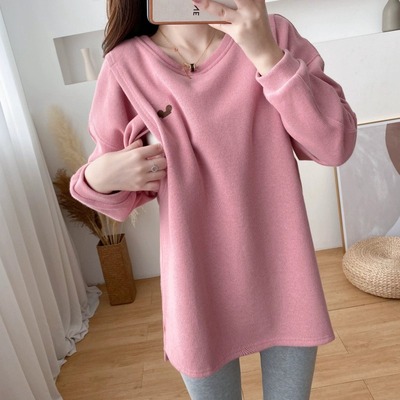 侧开哺乳衣上衣宽松孕妇卫衣