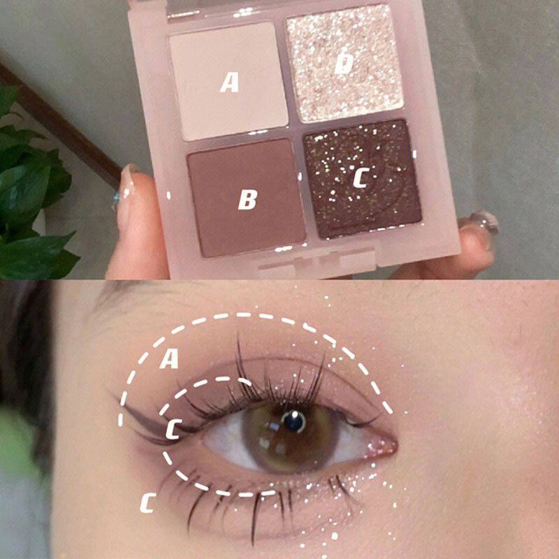 TINGPHE啵啵熊四色眼影盘温柔奶茶大地色系珠光哑光细闪学生国货