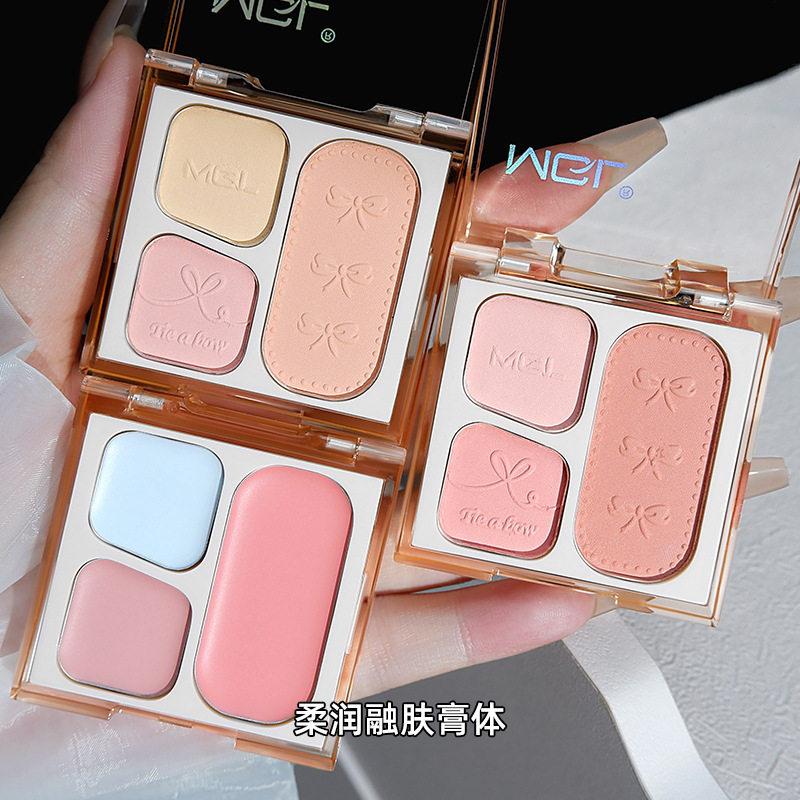 MGL三色腮红盘腮蓝收缩膨胀色面中提亮腮红膏遮瑕高光修容眼影盘